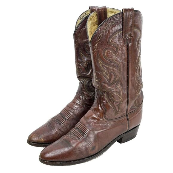 Dan Post Brown Leather Cowboy Western Boots DP2111R Men's 11D - Picture 2 of 16